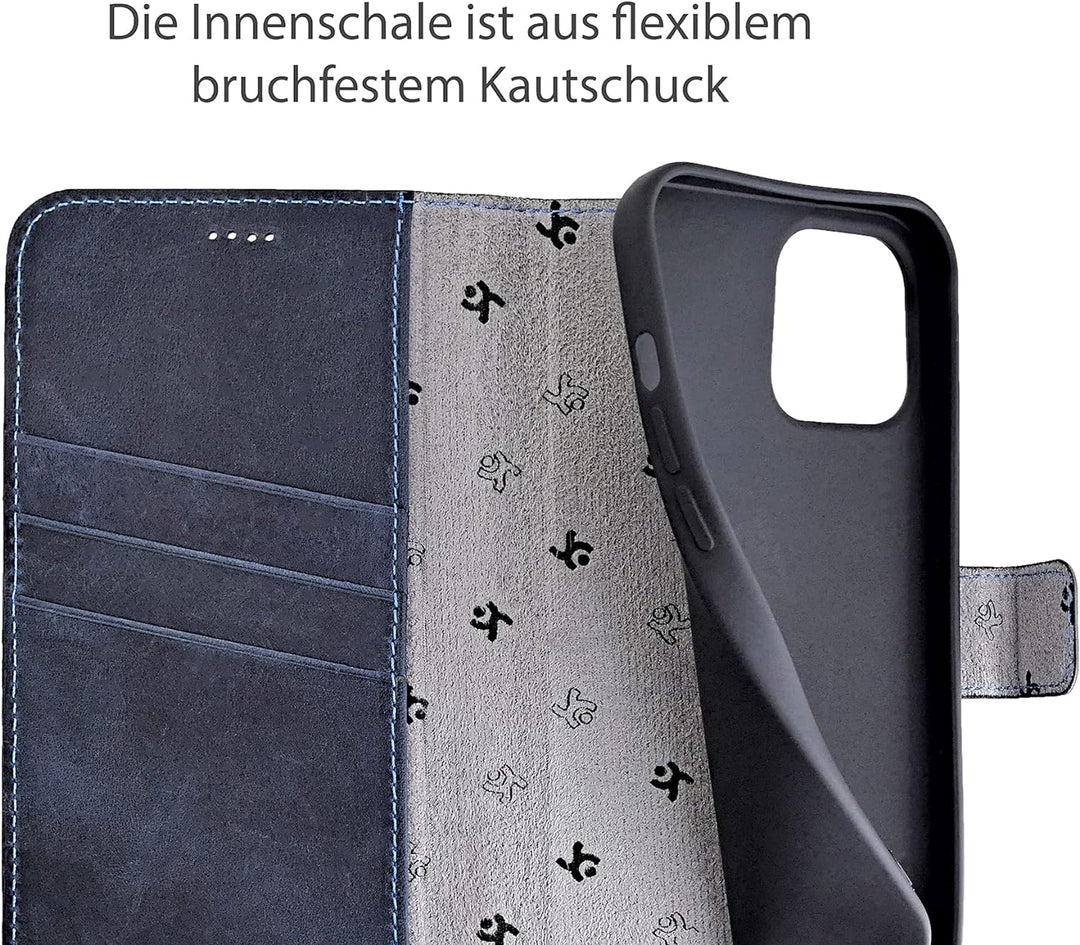 Suncase Book-Style Hülle kompatibel mit iPhone 12 Mini (5.4") Leder Tasche (Slim-Fit) Lederhülle Han