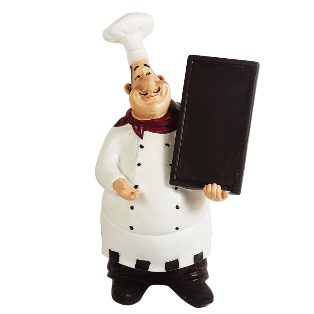 KiaoTime 98915HB Italienische Chef-Figuren Küchendekoration mit Kreidetafel, Küchenfigur, Sammlerstü