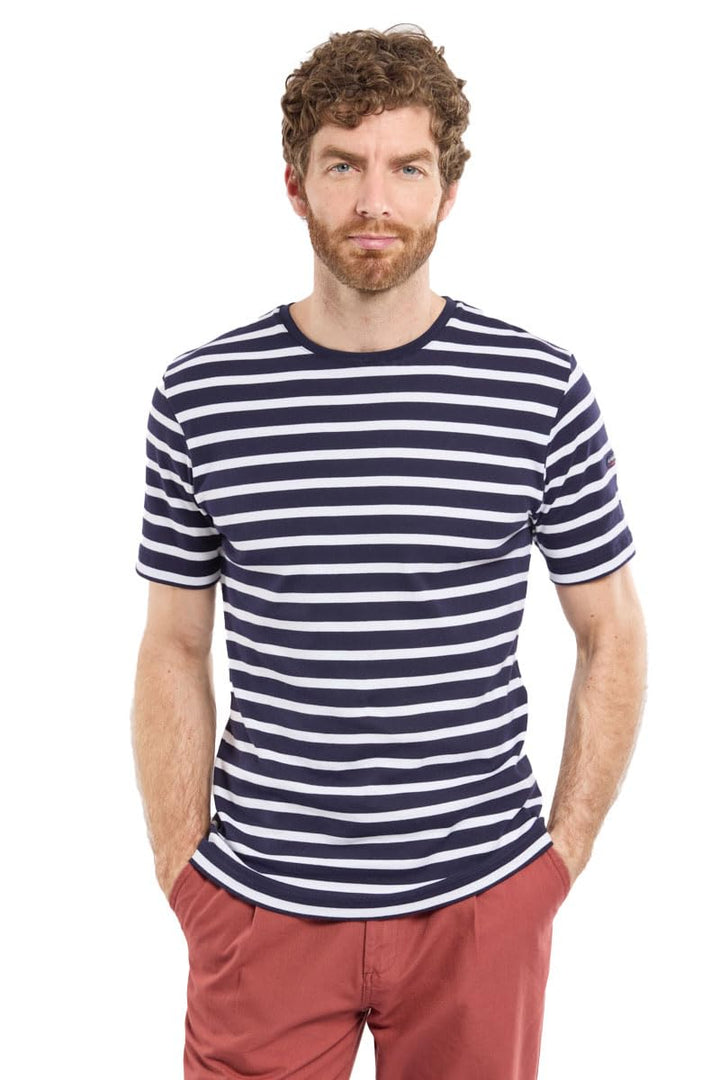 Armor Lux Herren Kurzarm Shirt im Marine-Stil Morgat aus Baumwolle T-Shirt S Mehrfarbig (Navire/Blan