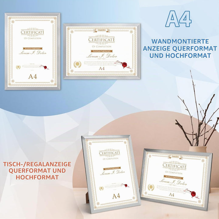 Hoikwo 18 Stück Bilderrahmen A4 Set, Silber Rahmen din A4 für 21x29,7 cm Foto Bilder Kinderzeichnung