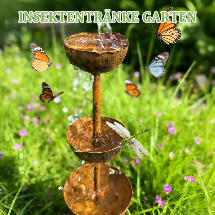 Regenfänger Gartenstecker Rost, Insektentränke Garten, Rostdeko GartendekoMetall Gartendeko für Drau