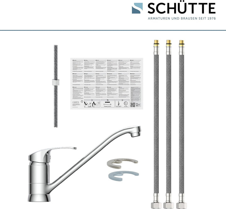 SCHÜTTE 35490 CELLINO Niederdruck-Küchenarmatur 360° schwenkbar, Wasserhahn für die Küche mit Anti-N