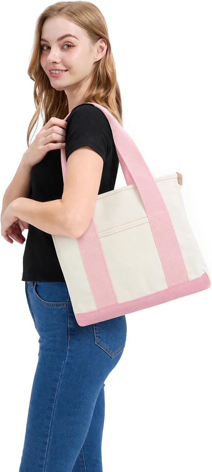 TeeYee Damen Mittelgross Handtasche Canvas Satchel Tote Bag Schultertasche Shopper für Bücher Alltag
