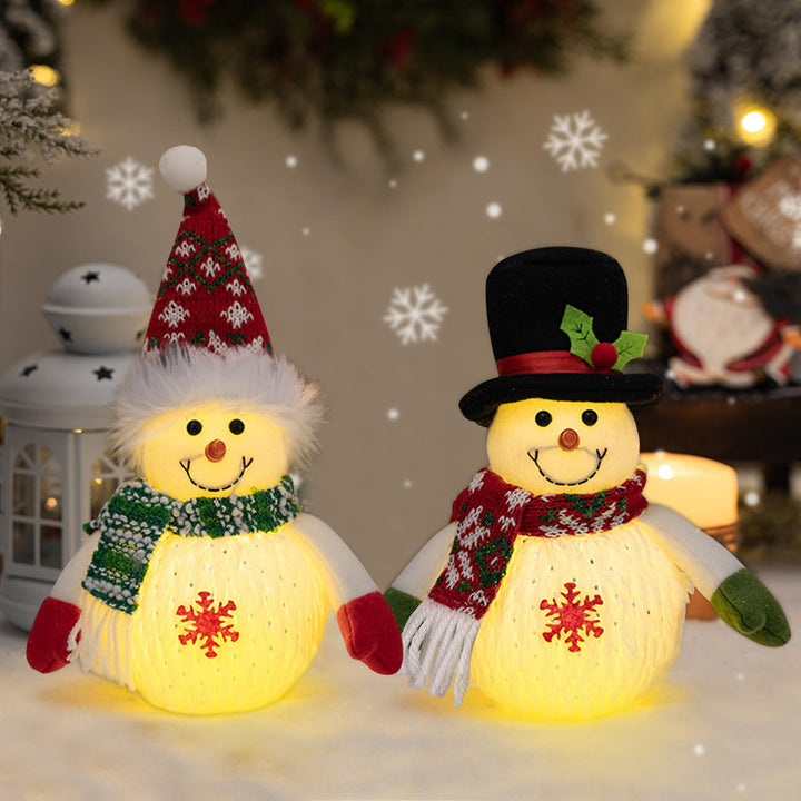Weihnachtsdeko Schneemann Figuren mit LED Licht, 2 Stück Weihnachten Schneemann Figuren Weihnachten