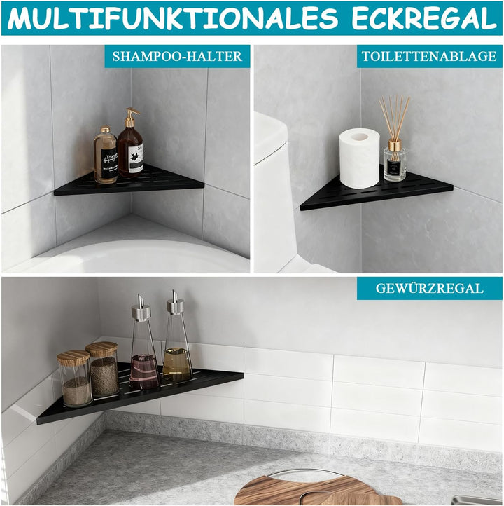 Eck-Duschregal Schwarz 304 Edelstahl Versenktes Eckregal 254 mm, Wandregal für Geflieste Wände Dreie