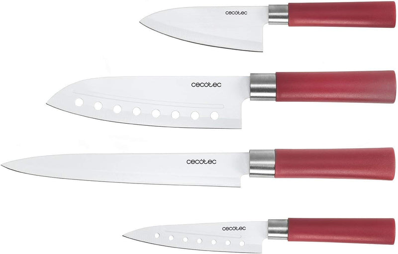 Cecotec 4er-Set Profi-Messer im japanischen Stil für den Heimgebrauch. Keramikbeschichtung Santoku K