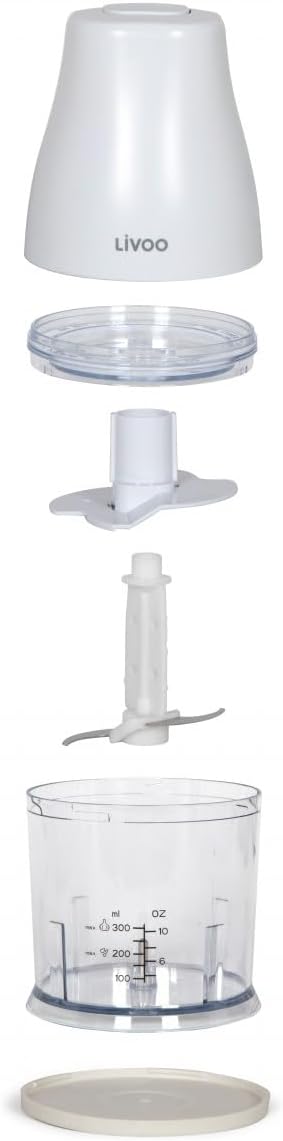 Livoo Zerkleinerer 300 ml DOP244N - 400 W, 1 Geschwindigkeit, Turbo-Funktion, 2-in-1-Basis, Weiss, W