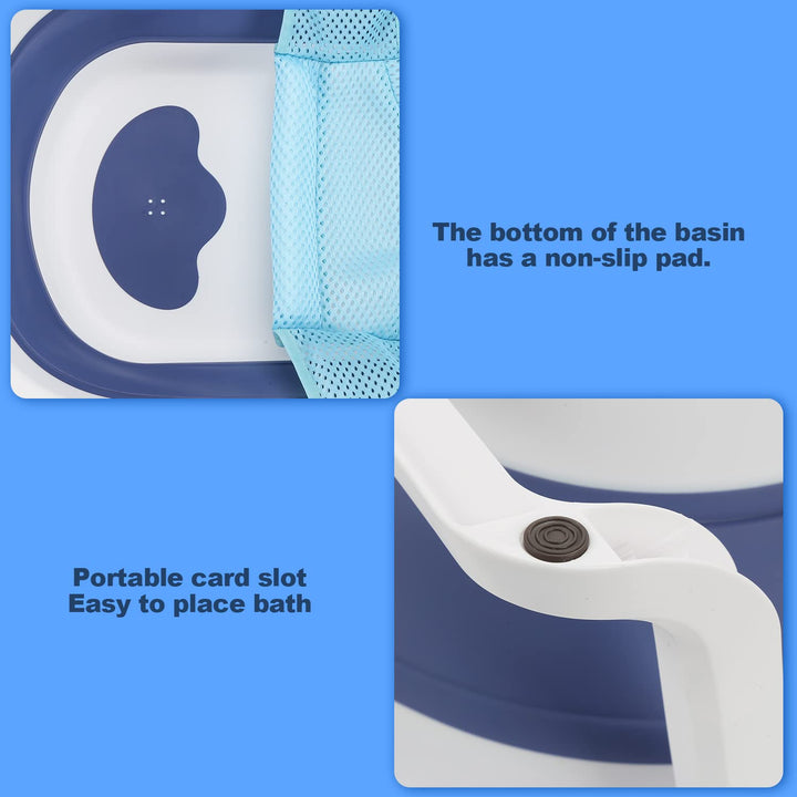 50L Baby Badewanne, Faltbare babywanne mit Anti Stütze, baby wanne mit Echtzeit-Temperaturmessung, B