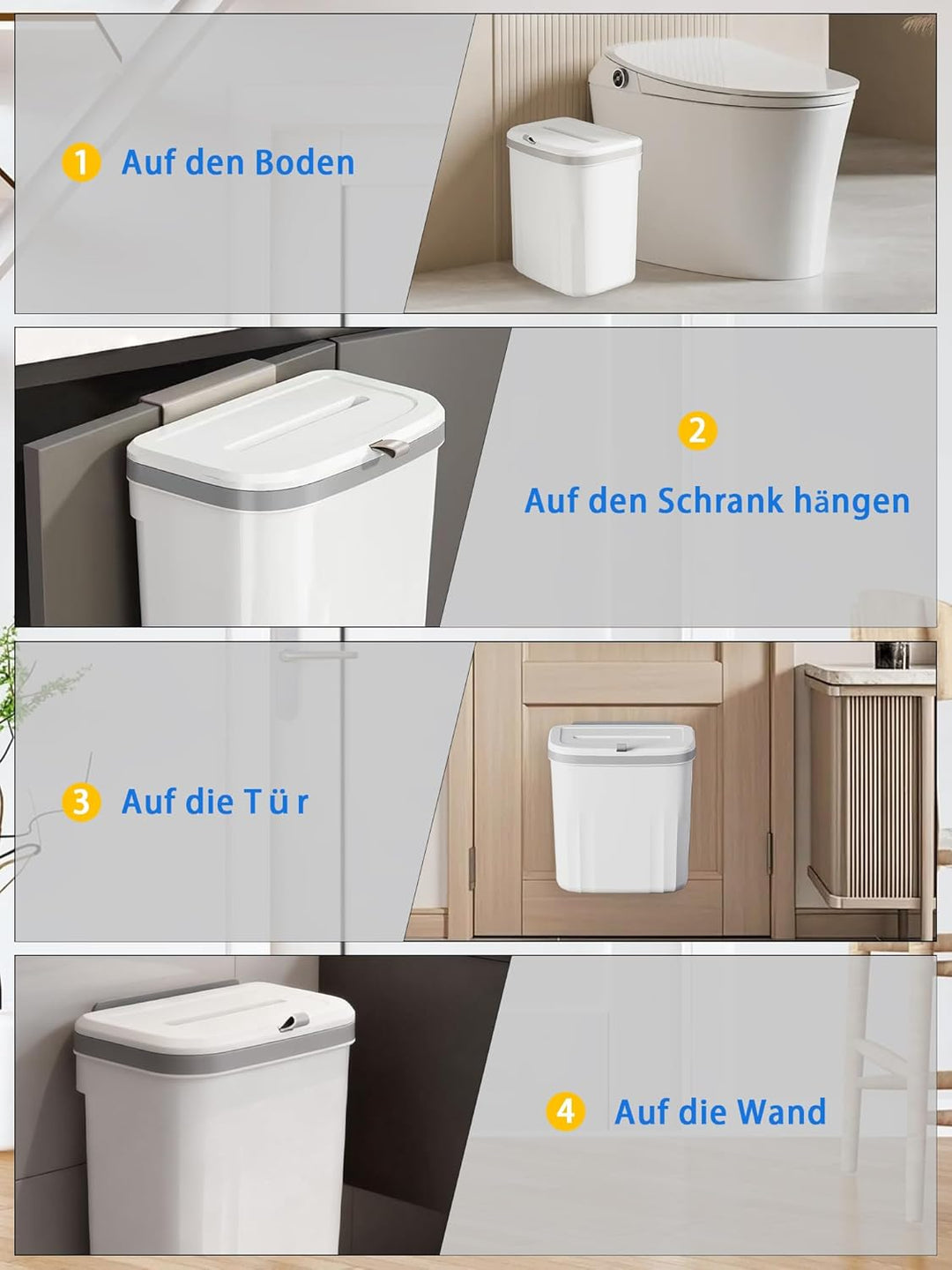 Küchenmülleimer 9L mit Deckel, Biomülleimer Kompostbehälter - Hängender & Wandmontierter Abfallsamml