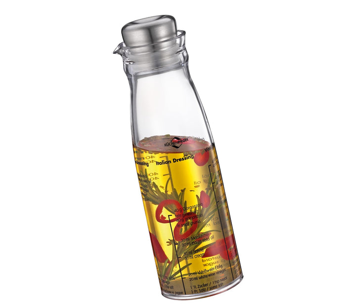 Küchenprofi Dressing Shaker | 250ml | aus Kunststoff mit Edelstahl Deckel | Messbecher | mit Ausgies