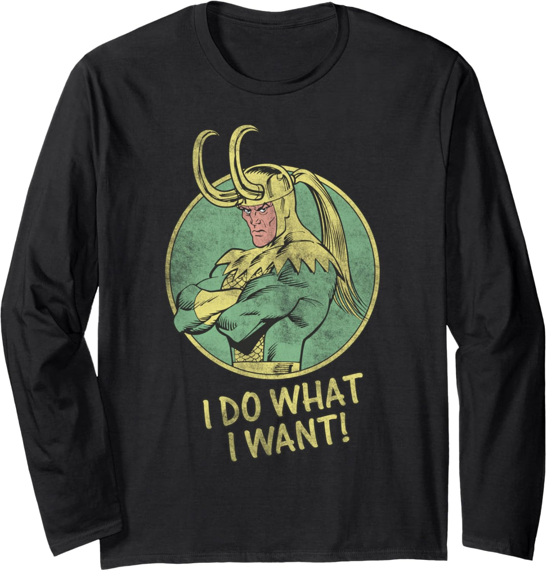 Marvel Loki I Do What I Want Circle Portrait Langarmshirt