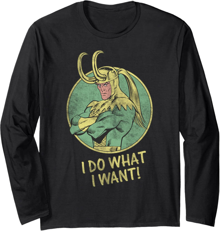 Marvel Loki I Do What I Want Circle Portrait Langarmshirt