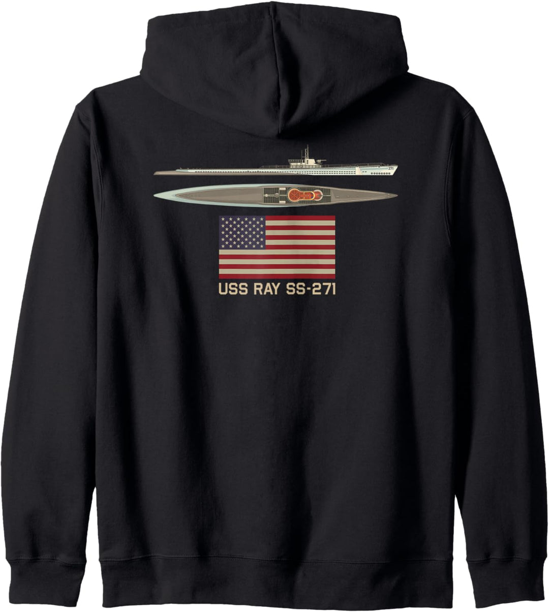 USS Ray SS 271 Amerikanisches WW2 U-Boot USA Flaggen Kapuzenjacke