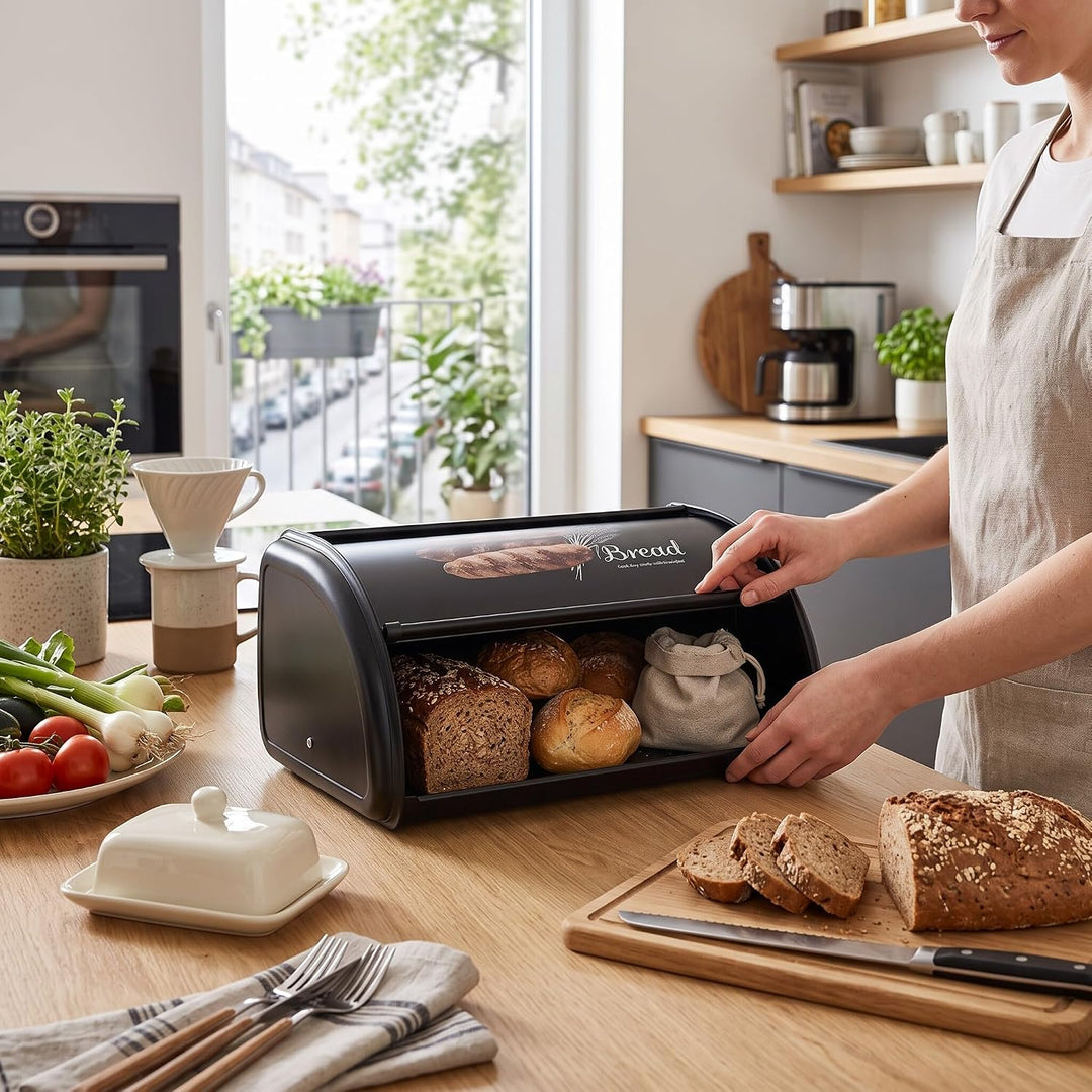 Brotkasten, Edelstahl Brothalter Brotkastenhalter mit grosser Kapazität Brotbox Aufbewahrungsbox für