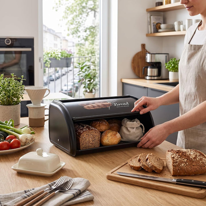 Brotkasten, Edelstahl Brothalter Brotkastenhalter mit grosser Kapazität Brotbox Aufbewahrungsbox für