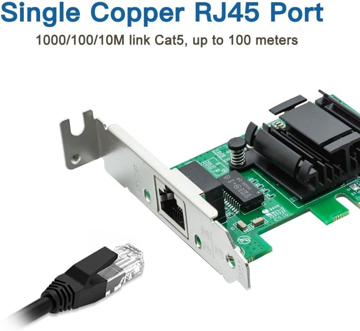 HiFiber Gigabit PCIe Netzwerkkarte, Intel 82574L Chip, 1-Port RJ45 LAN Adapter (NIC), unterstützt VM