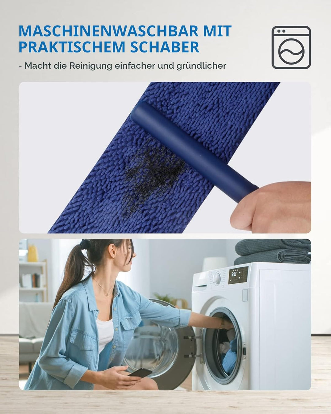 BPAWA Mikrofaser-Bodenwischer für die Reinigung von Böden – flacher Bodenwischer, nass, trockener St