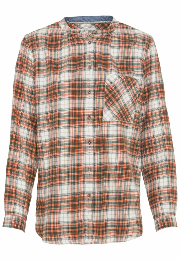 camel active Damen Karobluse mit Rundhalskragen XS Orange, XS Orange