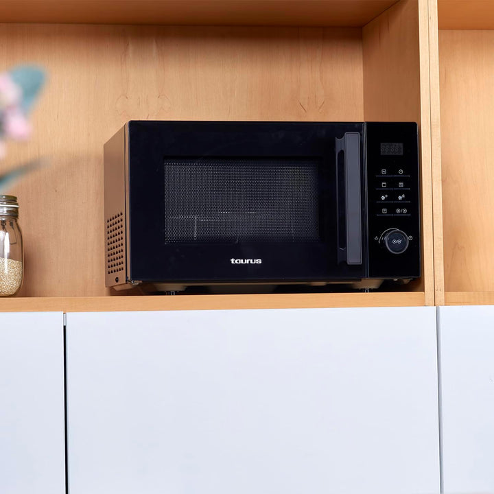 Taurus Laurent 25 Schwarz Digitale Mikrowelle, 25 L, 900 W, Grill 1000 W, 10 Stufen, Auftaufunktion,