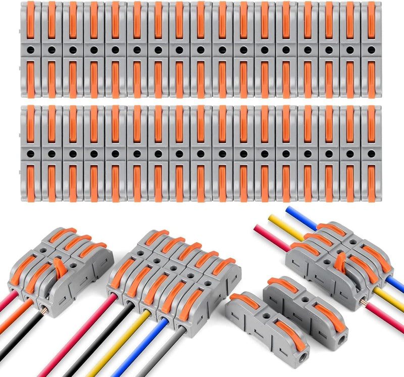 Flintronic Kabelverbinder, 80 Stück Verbindungsklemmen, SPL-1 mit Betätigungshebel, 4mm² Leiter Klem