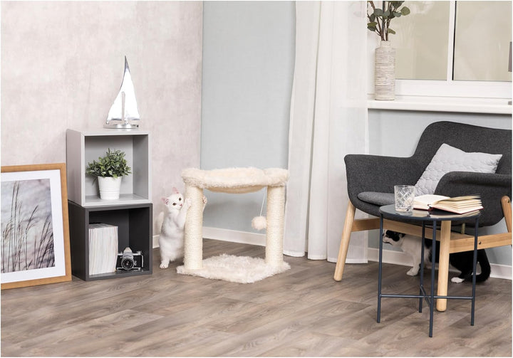 TRIXIE Kratzbaum Baza 50 cm in creme – kleiner & kompakter Katzenbaum mit gemütlicher Liegemulde, ko