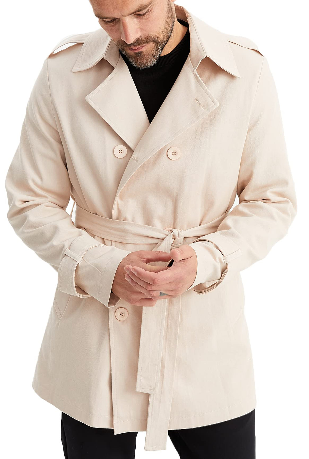 Leif Nelson Trenchcoat Herren kurze Jacke Kurzmantel Halbmantel Business Übergangsjacke Männer Lange