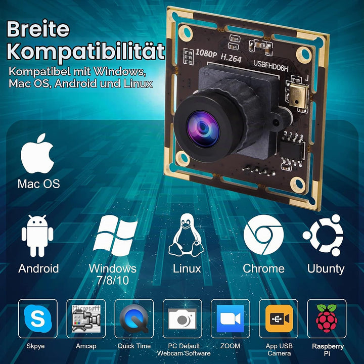 ELP 0.01Lux Kamera 1080P Webcam H.264 Low Light USB Camera Mini Kamera Modul (2.1mm Objektiv Kamera
