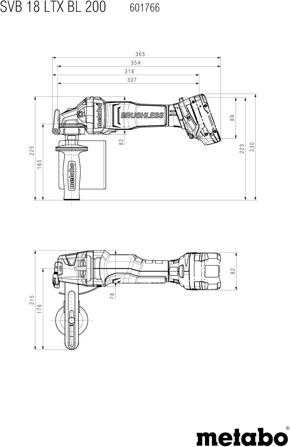 metabo Akku-Satiniermaschine SVB 18 LTX BL 200-18 V, CAS, 200 mm Schleifkörper-Ø - Brushless Motor,