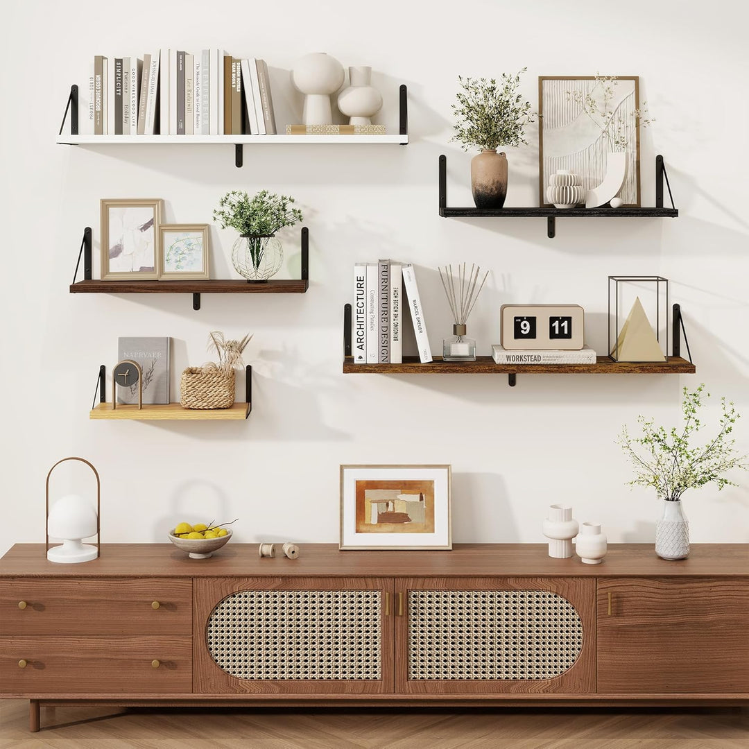 Feihorrm Wandregal 3er Set, Bücherregal Wand, Wandregal Holz, Schweberegal für Wohnzimmer, Schlafzim