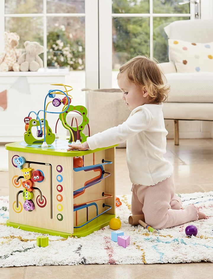 Hape Motorikwürfel „Kleine Tierchen“ aus Holz Multifunktions-Spielwürfel | Lernspielzeug aus Holz fü