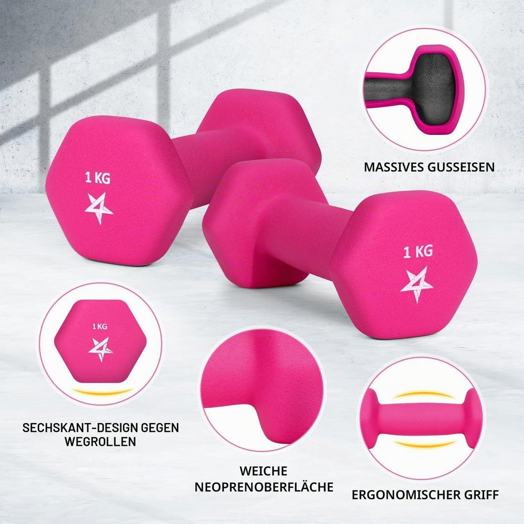 Yes4All Neopren Hanteln Set Gewichte, 2er-Sets, 1kg, 1.5kg, 2kg, 3kg, 4kg, 5kg, Dumbbells Set für Kr