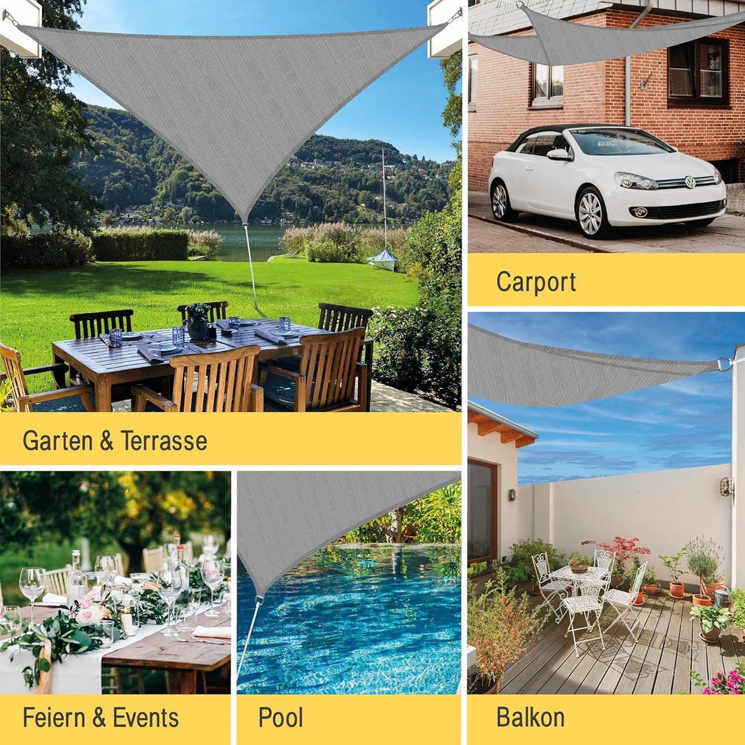 Sol Royal Sonnensegel dreieckig 6x4,2x4,2m Wasserdurchlässig HDPE Atmungsaktiver Balkon Terrasse Seg