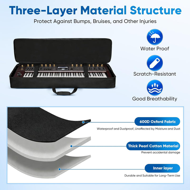88 Tasten Keyboard Tasche, Tragbare Gigbag Zwei-Möglichkeiten E-Piano Tasche Gepolstert aus 600D Rob