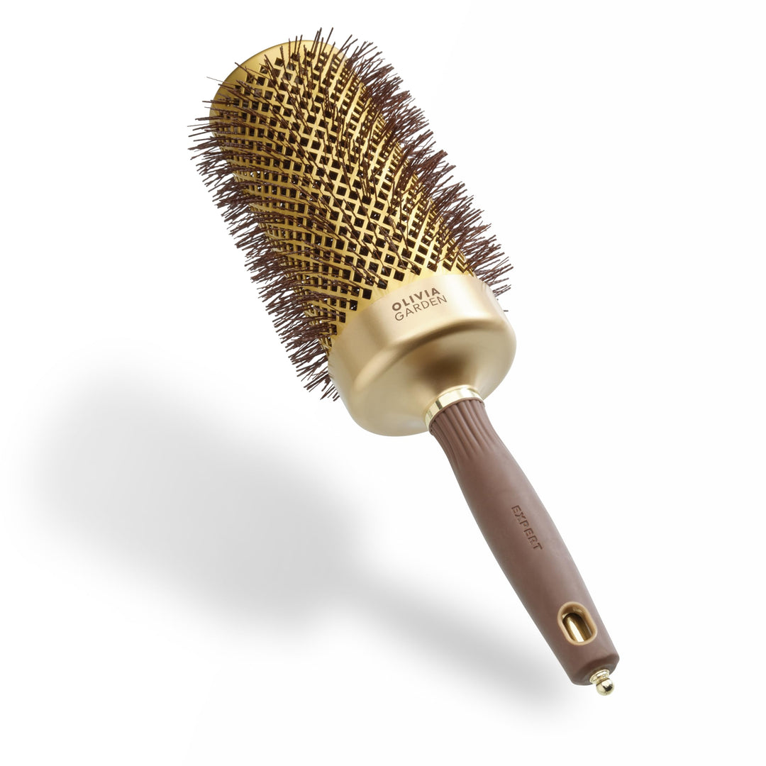 Olivia Garden Expert Blowout Speed – Gold & Braun - 65 - Keramik-Rundbürste mit extra langem Barrel