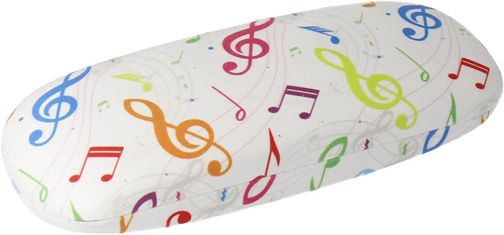 agifty Brillenetui mit Putztuch Geige Gitarre Noten - Schönes Geschenk für Musiker Noten Weiss-bunt,