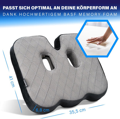 Healthfix® Auto Sitzkissen | Verbessert Sitzhaltung und lindert Sitzschmerz | Orthopädisches Sitzkis