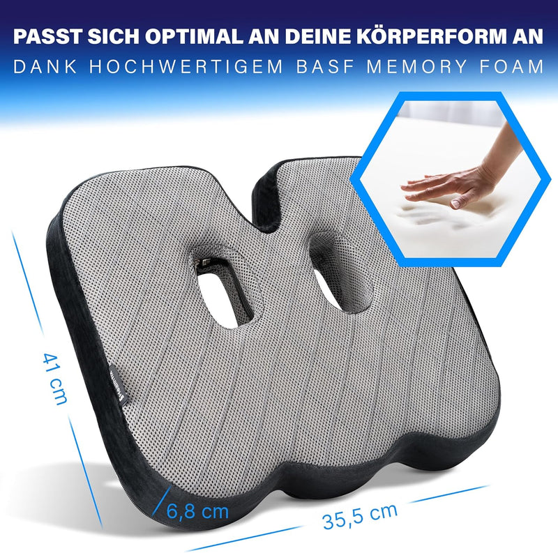Healthfix® Auto Sitzkissen | Verbessert Sitzhaltung und lindert Sitzschmerz | Orthopädisches Sitzkis