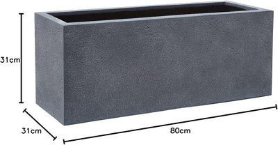 ESCHBACH® Pflanzkübel Box 80 Blei Grau Rechteckig * 80 x 31 x 31 cm * 10 Jahre Garantie 80x31x31, 80