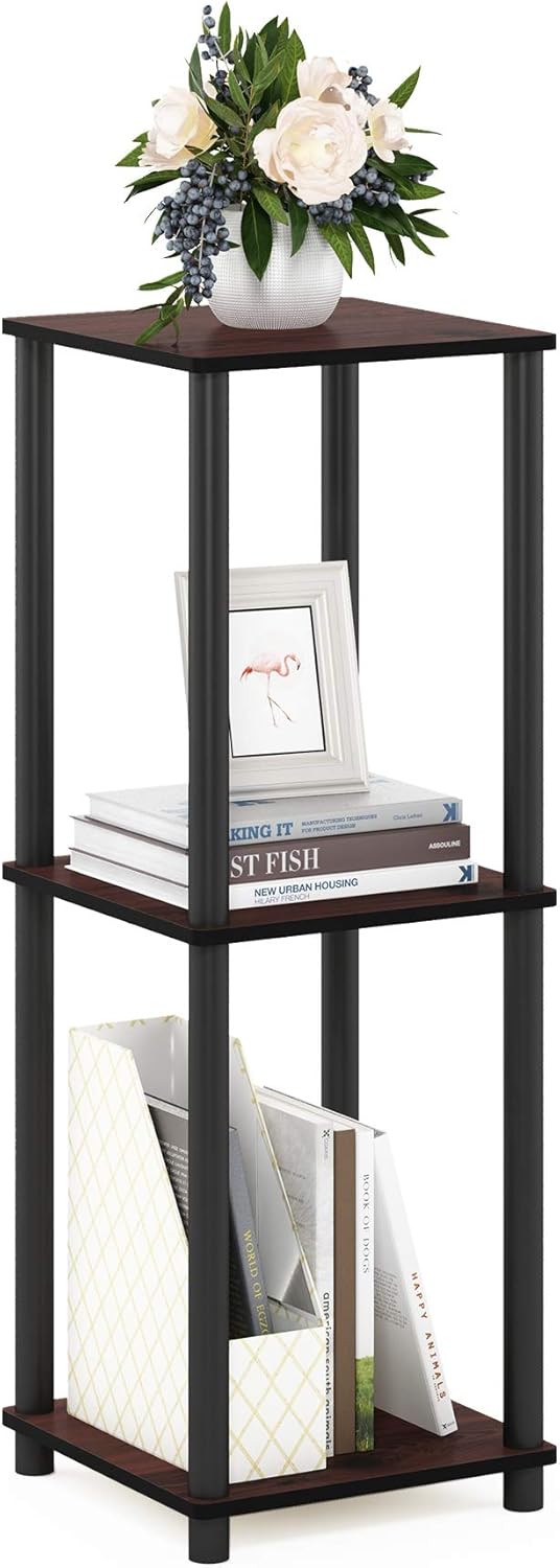 Furinno Haydn Beistelltisch, Holz, Dunkle Kirsche/Schwarz, 34.04 x 34.04 x 50.8 cm Dunkle Kirsche /