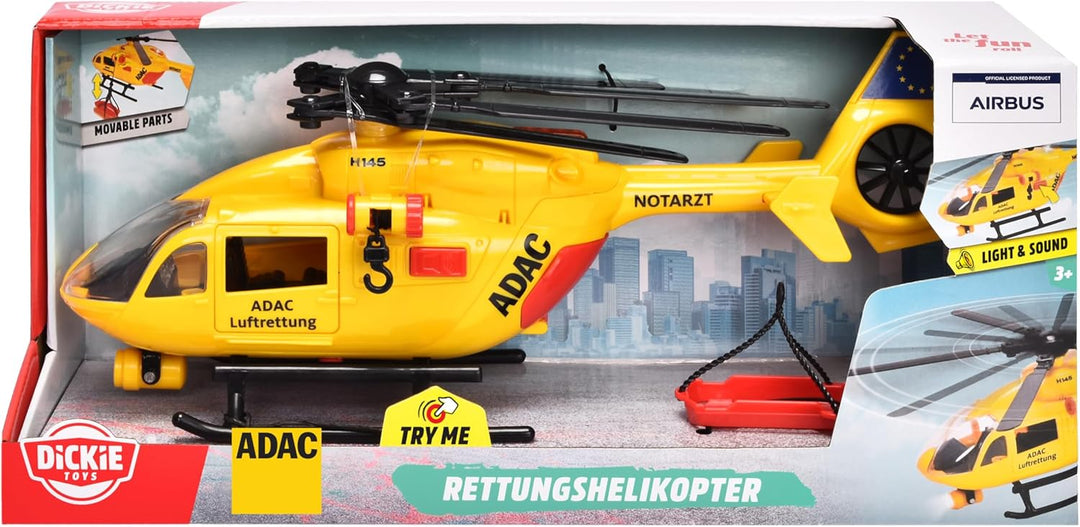 Dickie Toys - ADAC Rettungshelikopter Airbus H145 (36 cm) - grosser Hubschrauber mit Aufzieh-Propell