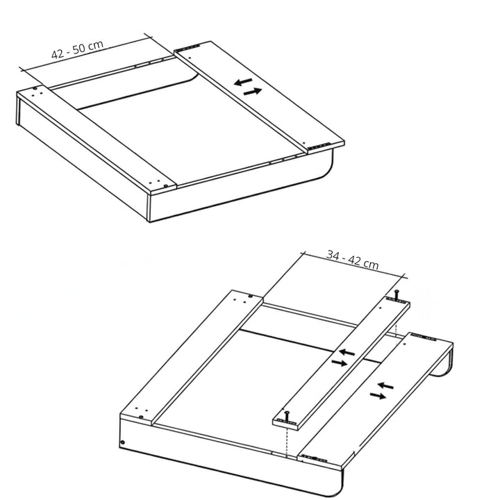 Wickeltischaufsatz für Kommode ausziehbar verstellbar 34–50 cm für verschiedene Kommoden, Wickelkomm