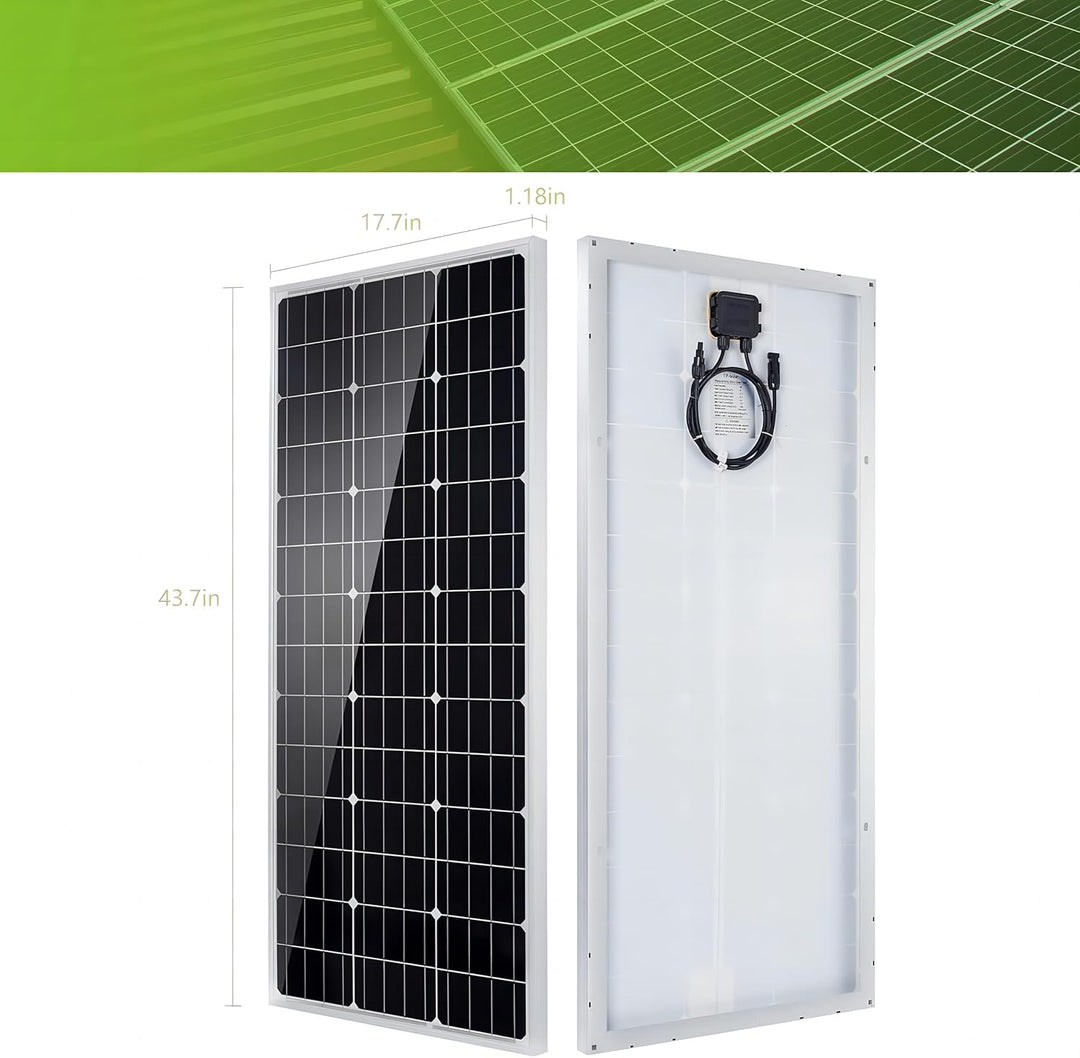 Topsolar 2PCS 100W Monocrystalline Solar Panel, 200 Watt, Ideal for Off Grid PV System on Motorhome,