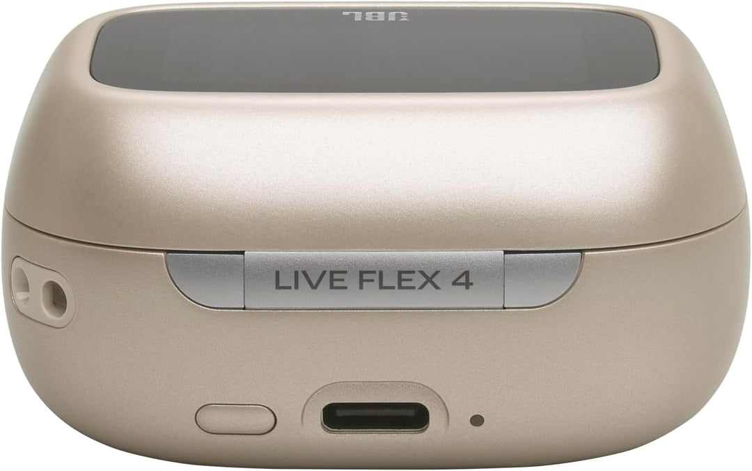 JBL Live Flex 4, Kabellose Noise-Cancelling-Ohrhörer, Champagner | Hi-Res Audio, Smart Charging Case