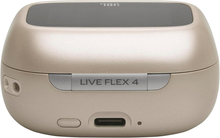 JBL Live Flex 4, Kabellose Noise-Cancelling-Ohrhörer, Champagner | Hi-Res Audio, Smart Charging Case