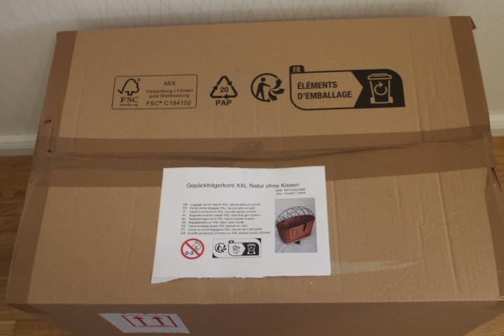 Hundefahrradkorb für Gepäckträger aus Weide mit Metallgitter Natur XL oder XXL Gepäckträgerkorb (XXL