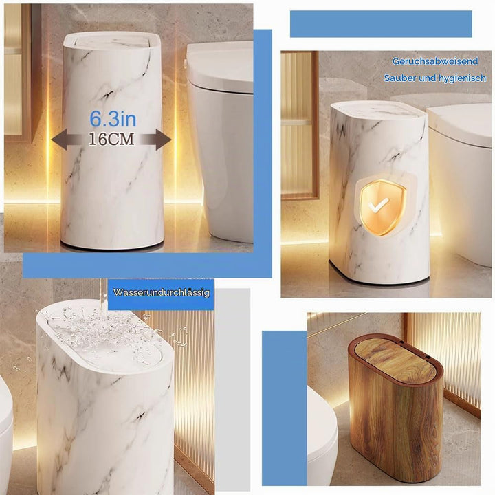 12L Mülleimer Bad,Mülleimer Küche,Schmaler Mülleimer Mit Deckel Mülleimer Geruchsdicht Pop-Up Deckel