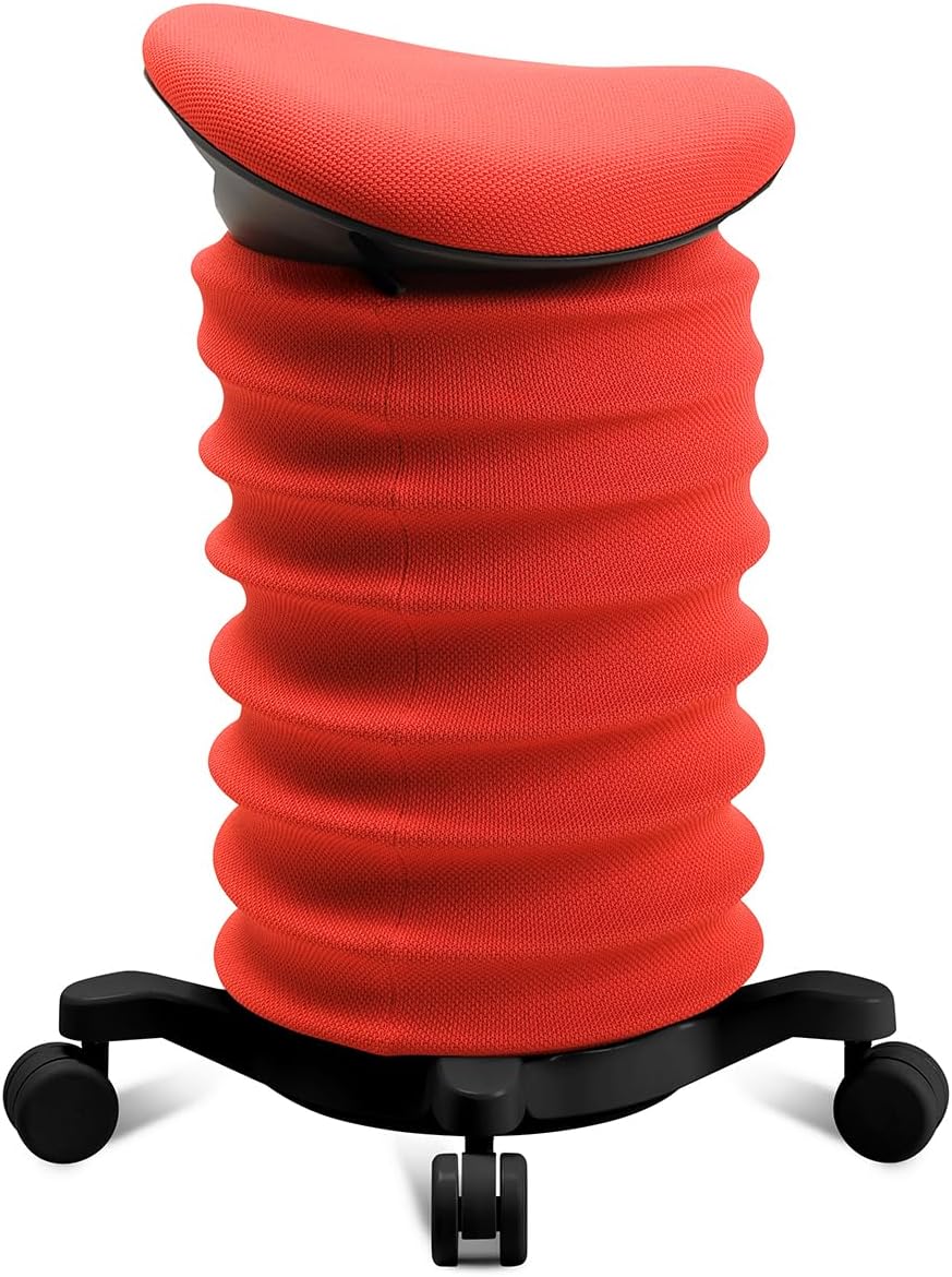 TOPSTAR Sitness 4D mit Rollen - AGR-Zertifiziert Dynamischer Sitzhocker schwarz - coralrot, ergonomi