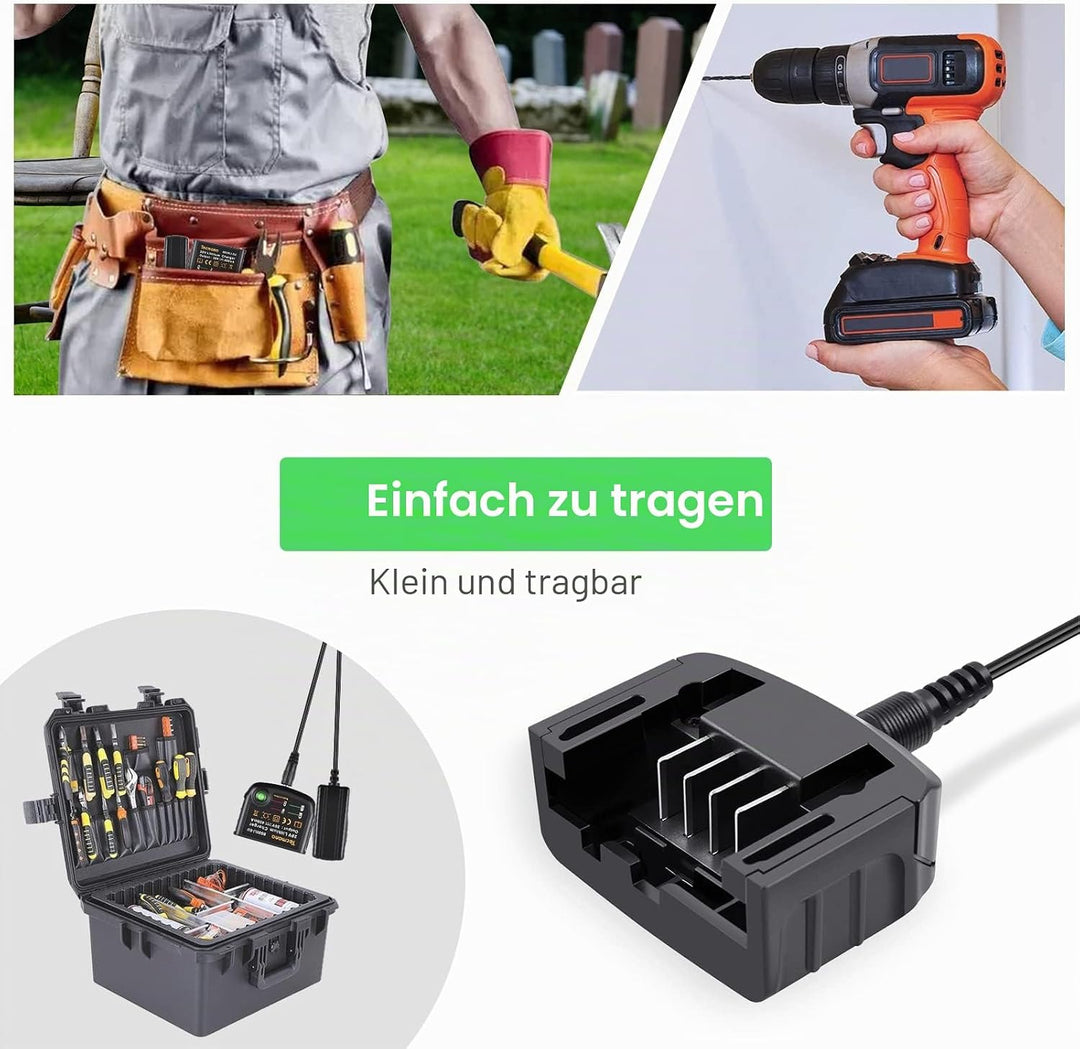 Ladegerät 18V/20V Lithium, Kompatibel mit Black&Decker Lithium-Akku 18V/20V BL2018 LBXR20 LBXR20-OPE