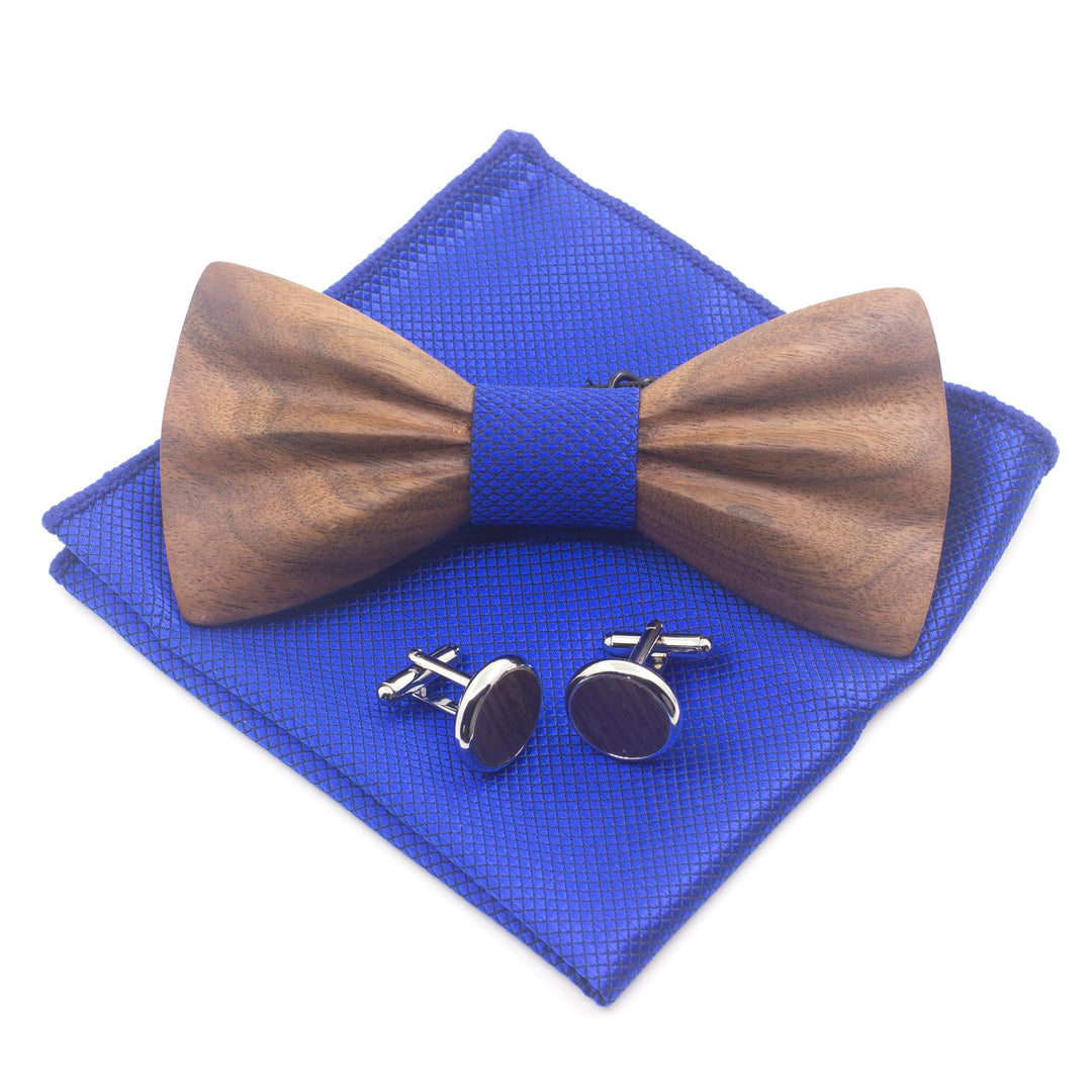 Cyriacus Holzfliege Set Herren Holzfliegenset Fliege aus Holz,für Hochzeit Aufführungen Abschlussbal
