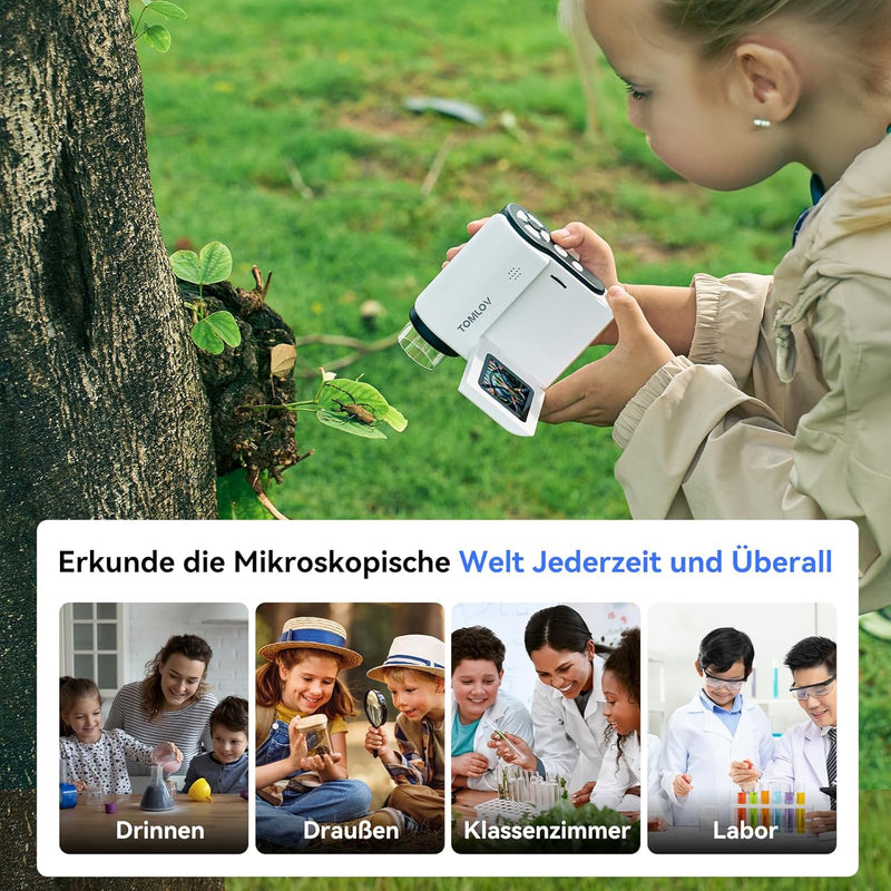 TOMLOV P20 Handheld Digital Mikroskop, Mehrfaches Taschenmikroskop für Kinder, 2" Tragbare Handmikro